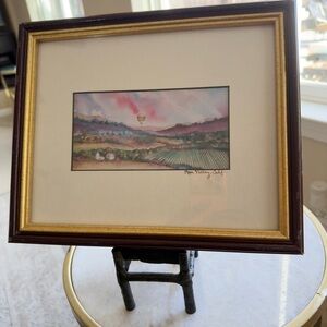 Napa Valley California Watercolor Landscape Print Signed Janel 1993 11x9